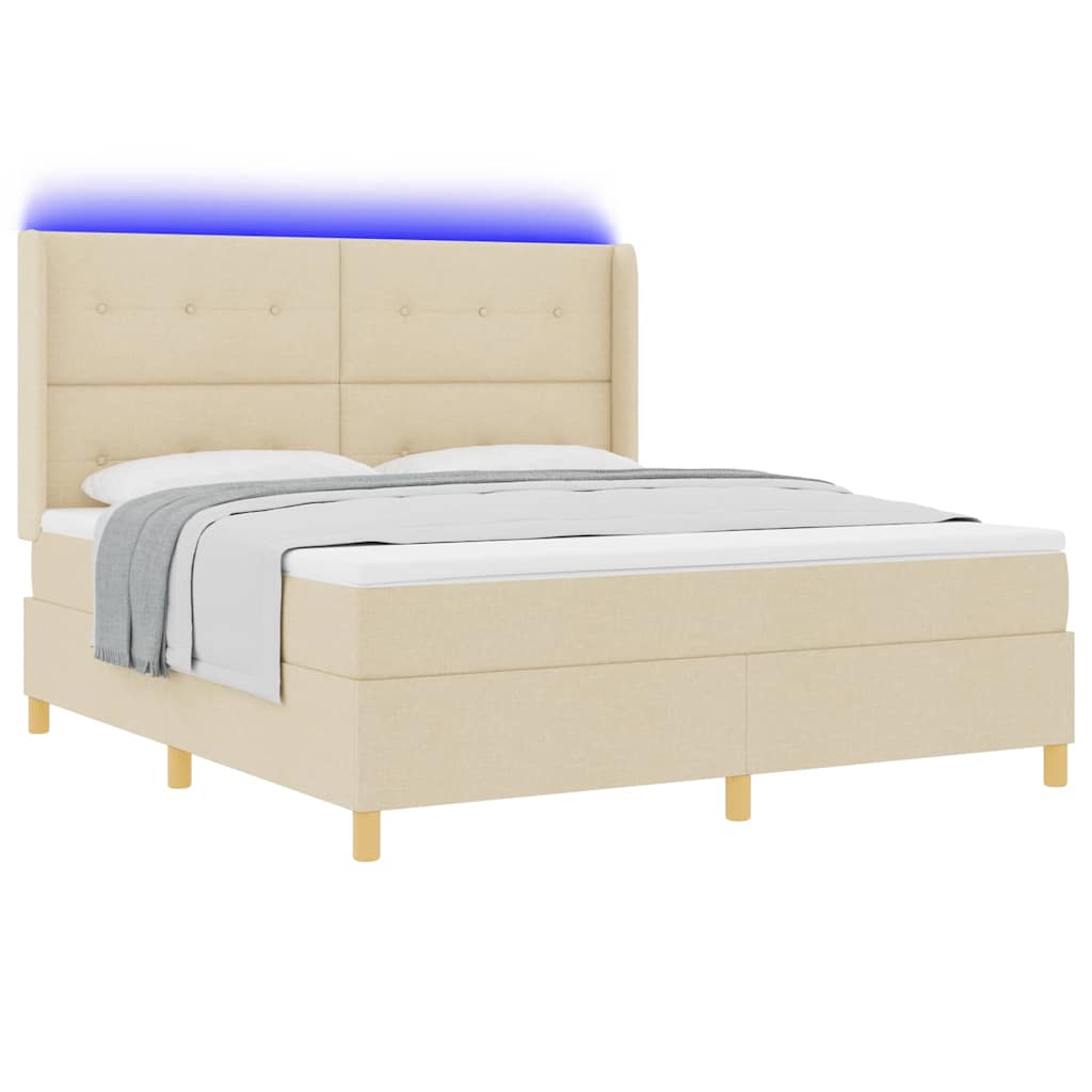 Letto a molle con strisce LED Crema 180 x 200 cm Tessuto | homemem39