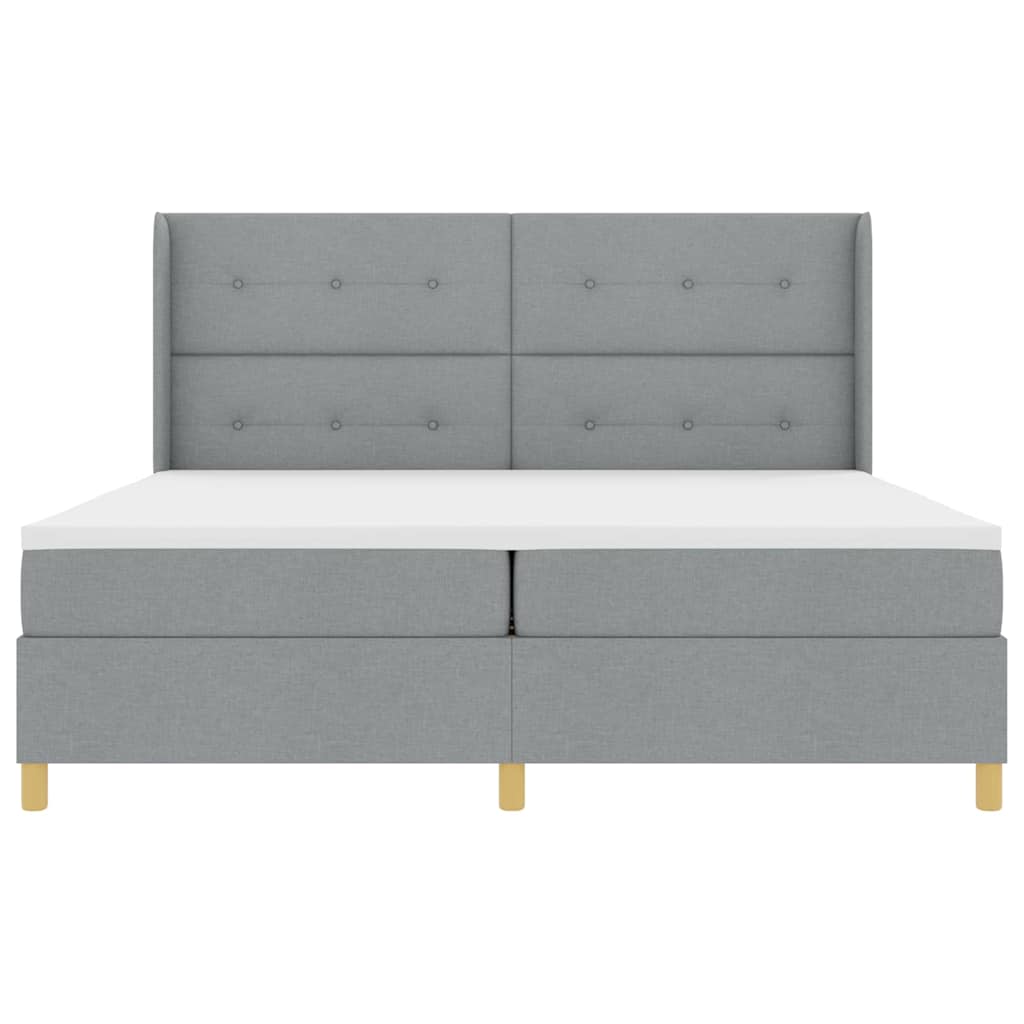 Letto a molle con materasso Grigio chiaro 200 x 200 cm Tessuto