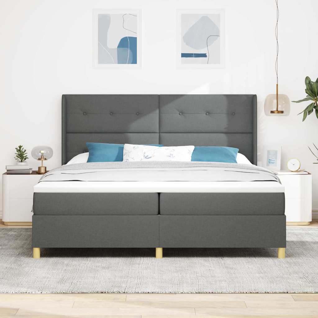 Letto a molle con materasso Grigio 200 x 200 cm Tessuto