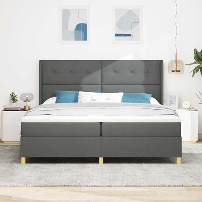 Letto a molle con materasso Grigio 200 x 200 cm Tessuto