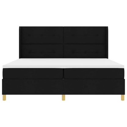 Letto a molle con materasso Nero 200 x 200 cm Tessuto