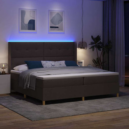 Letto a molle con strisce LED Marrone 200 x 200 cm Tessuto | homemem39