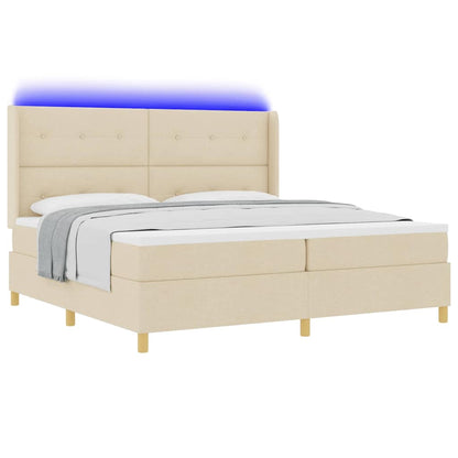 Letto a molle con strisce LED Crema 200 x 200 cm Tessuto | homemem39