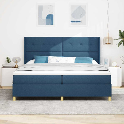 Letto a molle con strisce LED Blu 200 x 200 cm Tessuto | homemem39