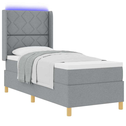 Letto a molle con strisce LED Grigio chiaro 80 x 200 cm Tessuto | homemem39