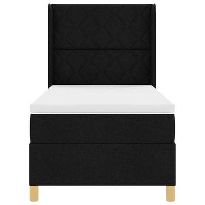 Letto a molle con materasso Nero 100 x 200 cm Tessuto