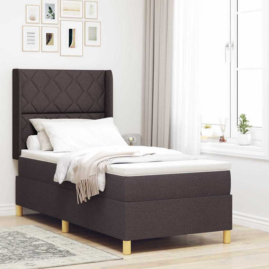 Letto a molle con materasso Marrone 100 x 200 cm Tessuto