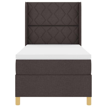 Letto a molle con materasso Marrone 100 x 200 cm Tessuto