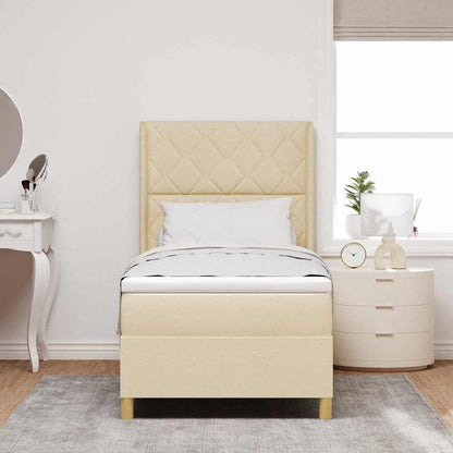 Letto a molle con strisce LED Crema 100 x 200 cm Tessuto | homemem39