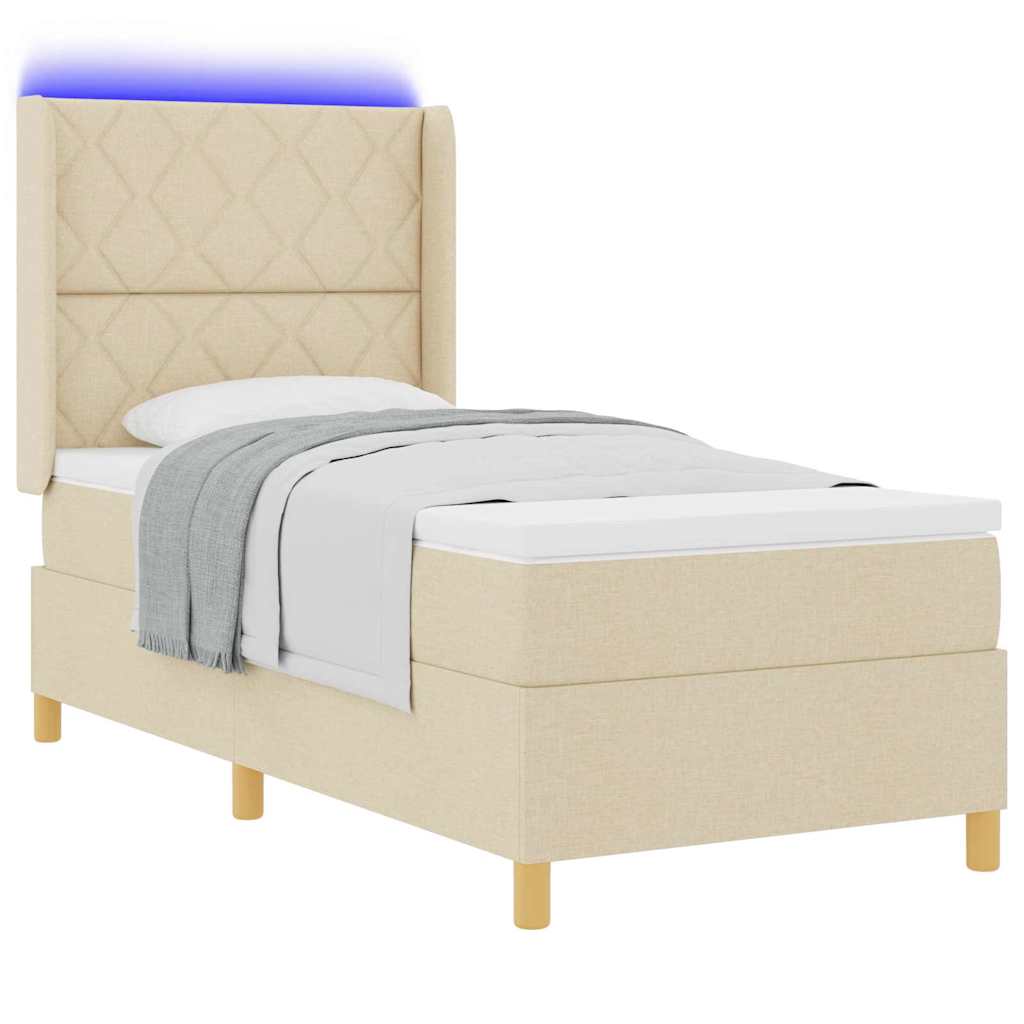 Letto a molle con strisce LED Crema 100 x 200 cm Tessuto | homemem39