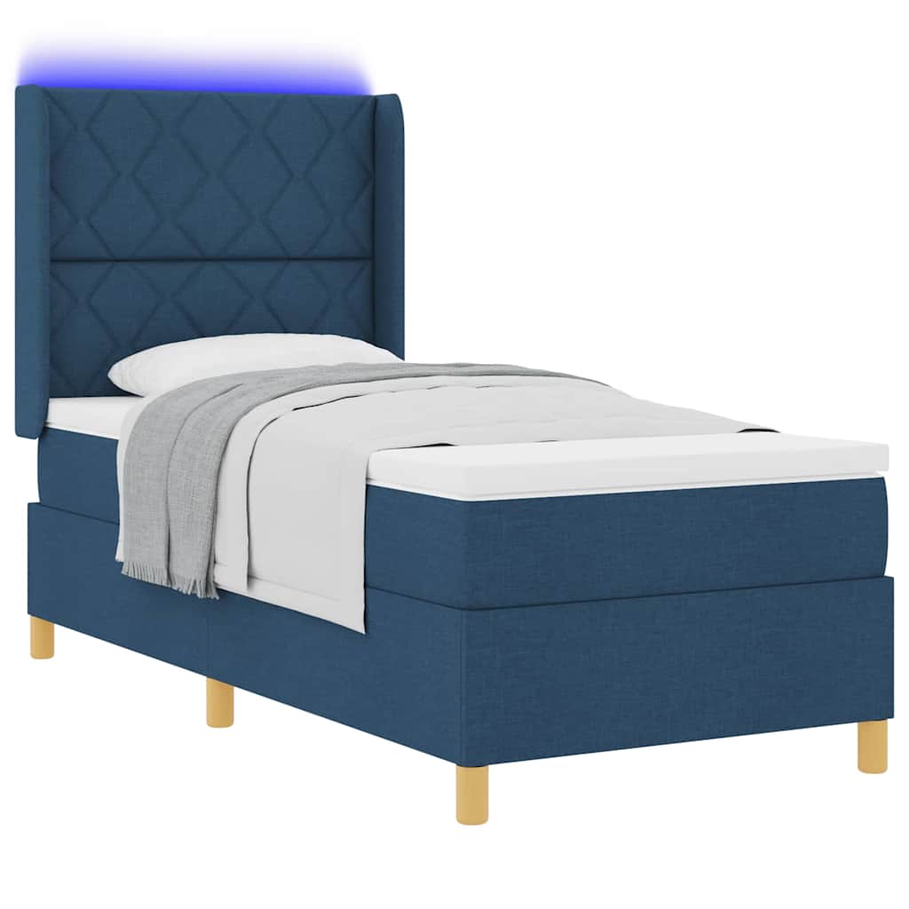 Letto a molle con strisce LED Blu 100 x 200 cm Tessuto | homemem39