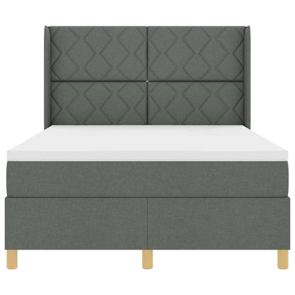 Letto a molle con materasso Grigio 140 x 190 cm Tessuto