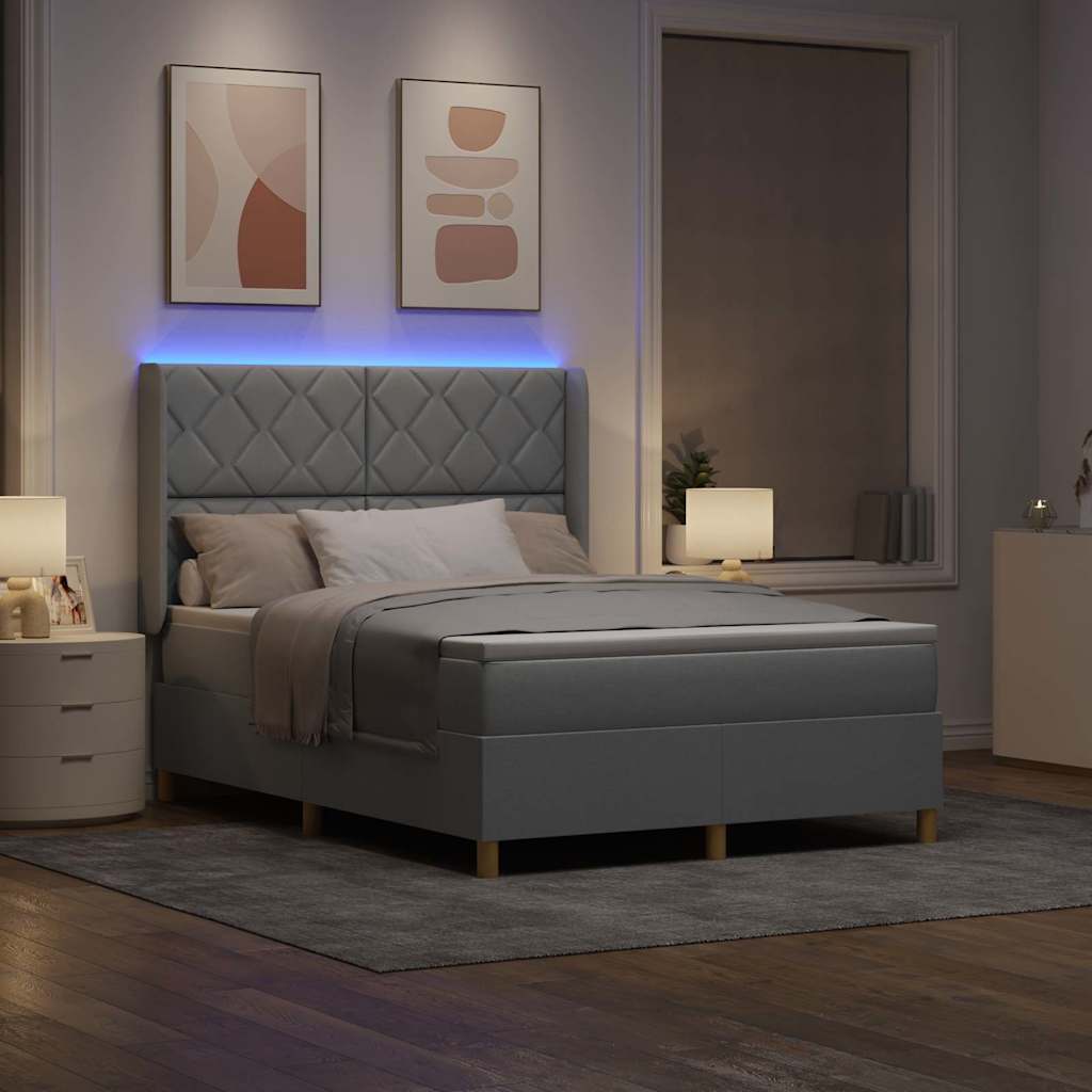 Letto a molle con testiera Grigio chiaro 140 x 200 cm Tessuto | homemem39