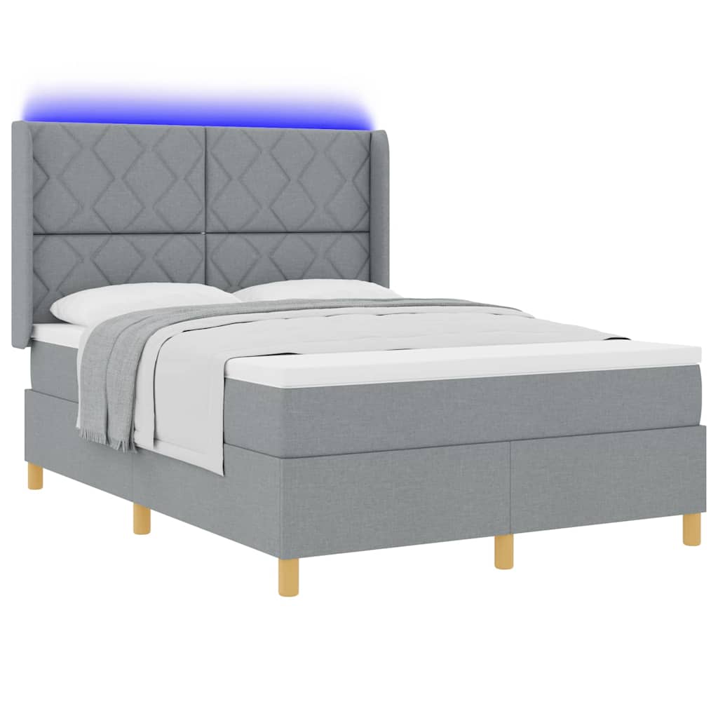 Letto a molle con testiera Grigio chiaro 140 x 200 cm Tessuto | homemem39