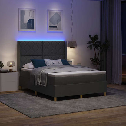 Letto a molle con strisce LED Grigio 160 x 200 cm Tessuto | homemem39
