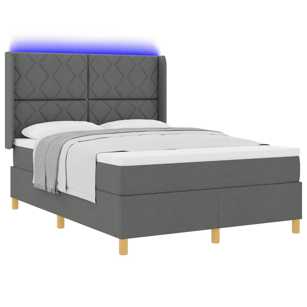 Letto a molle con strisce LED Grigio 160 x 200 cm Tessuto | homemem39