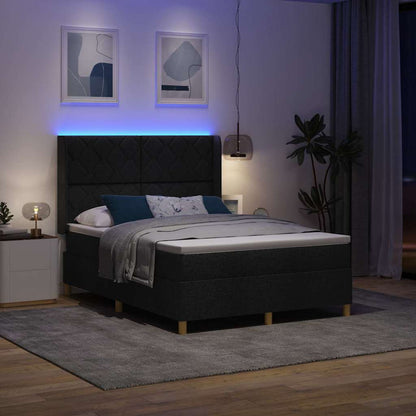 Letto a molle con strisce LED Nero 160 x 200 cm Tessuto | homemem39