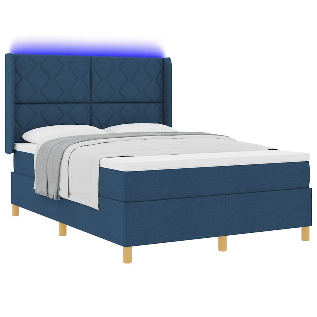Letto a molle con strisce LED Blu 160 x 200 cm Tessuto | homemem39