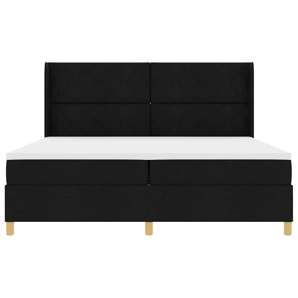Letto a molle con strisce LED Nero 200 x 200 cm Tessuto | homemem39