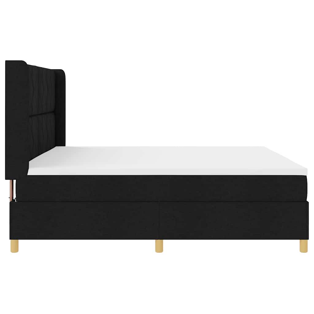 Letto a molle con strisce LED Nero 200 x 200 cm Tessuto | homemem39