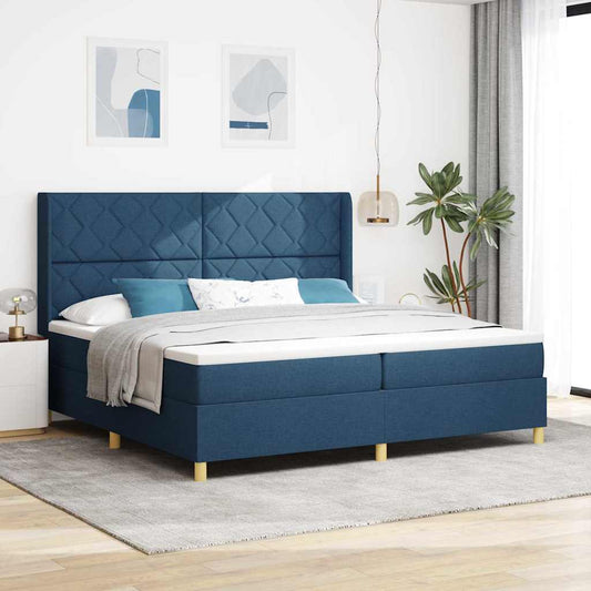 Letto a molle con strisce LED Blu 200 x 200 cm Tessuto | homemem39