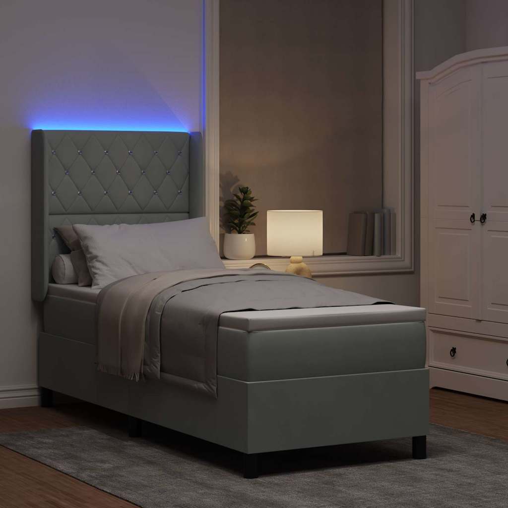 Letto con Box Springs LED e Materasso Grigio chiaro 80 x 200 cm - homemem39