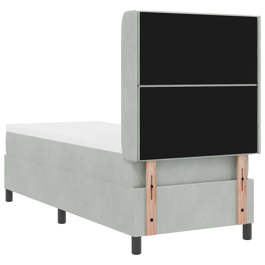 Letto a molle con materasso Grigio chiaro 80 x 200 cm Velluto | homemem39