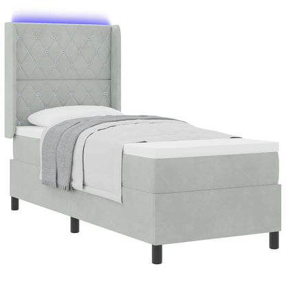 Letto a molle con materasso Grigio chiaro 80 x 200 cm Velluto | homemem39