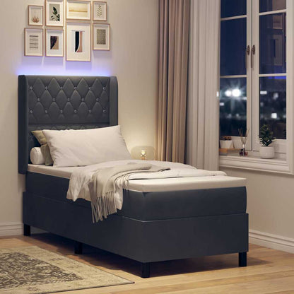 Letto a molle con materasso Grigio scuro 80 x 200 cm Velluto | homemem39