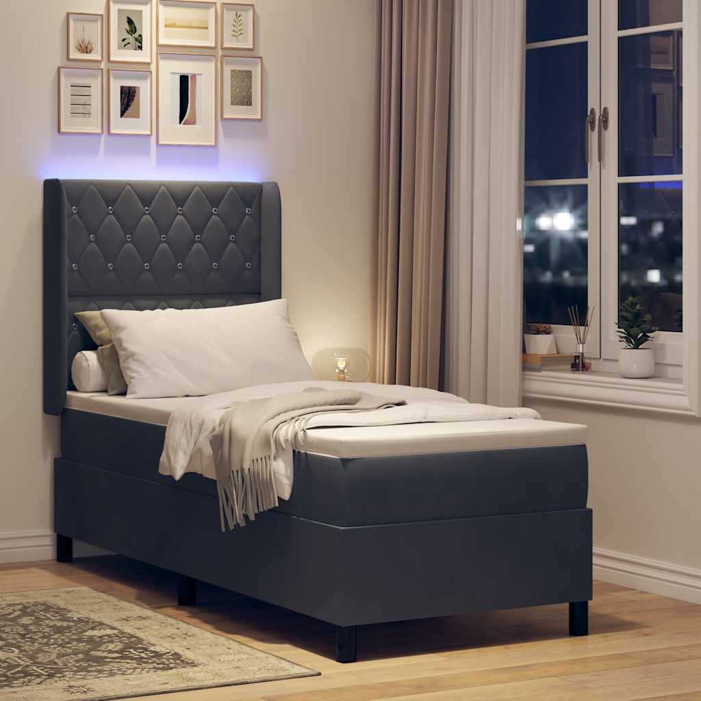 Letto con Box Springs LED e Materasso Grigio scuro 80 x 200 cm - homemem39
