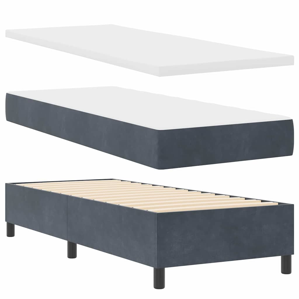 Letto a molle con materasso Grigio scuro 80 x 200 cm Velluto | homemem39