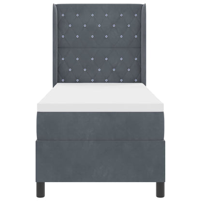 Letto a molle con materasso Grigio scuro 80 x 200 cm Velluto | homemem39