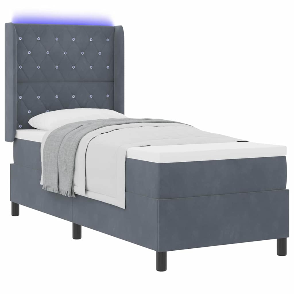 Letto con Box Springs LED e Materasso Grigio scuro 80 x 200 cm - homemem39