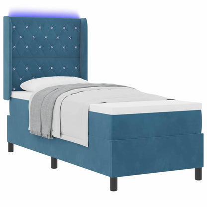 Letto a molle con materasso con led Blu 80 x 200 cm Velluto | homemem39