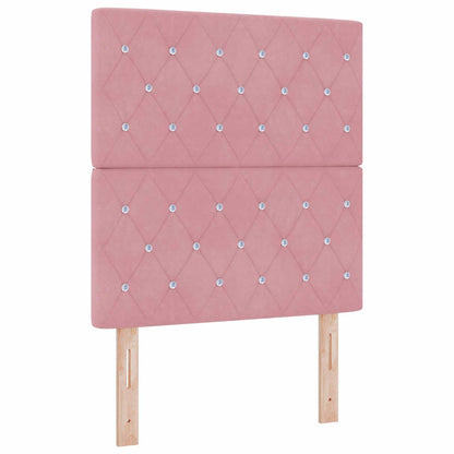 Letto a molle con materasso con led Rosa 80 x 200 cm Velluto | homemem39