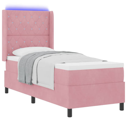 Letto a molle con materasso con led Rosa 80 x 200 cm Velluto | homemem39