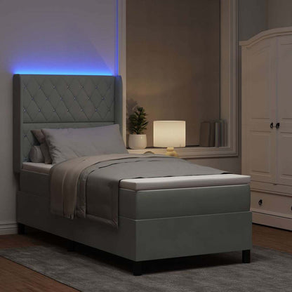 Letto con Box Springs LED e Materasso Grigio chiaro 90 x 200 cm - homemem39