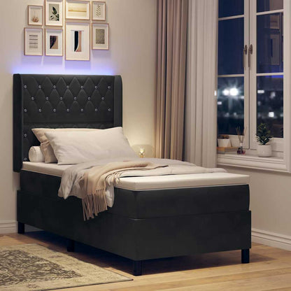 Letto a molle con materasso con led Nero 90 x 200 cm Velluto | homemem39