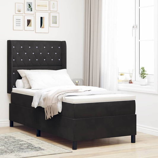 Letto a molle con materasso con led Nero 90 x 200 cm Velluto | homemem39