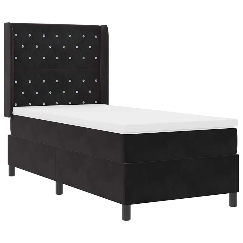 Letto a molle con materasso con led Nero 90 x 200 cm Velluto | homemem39