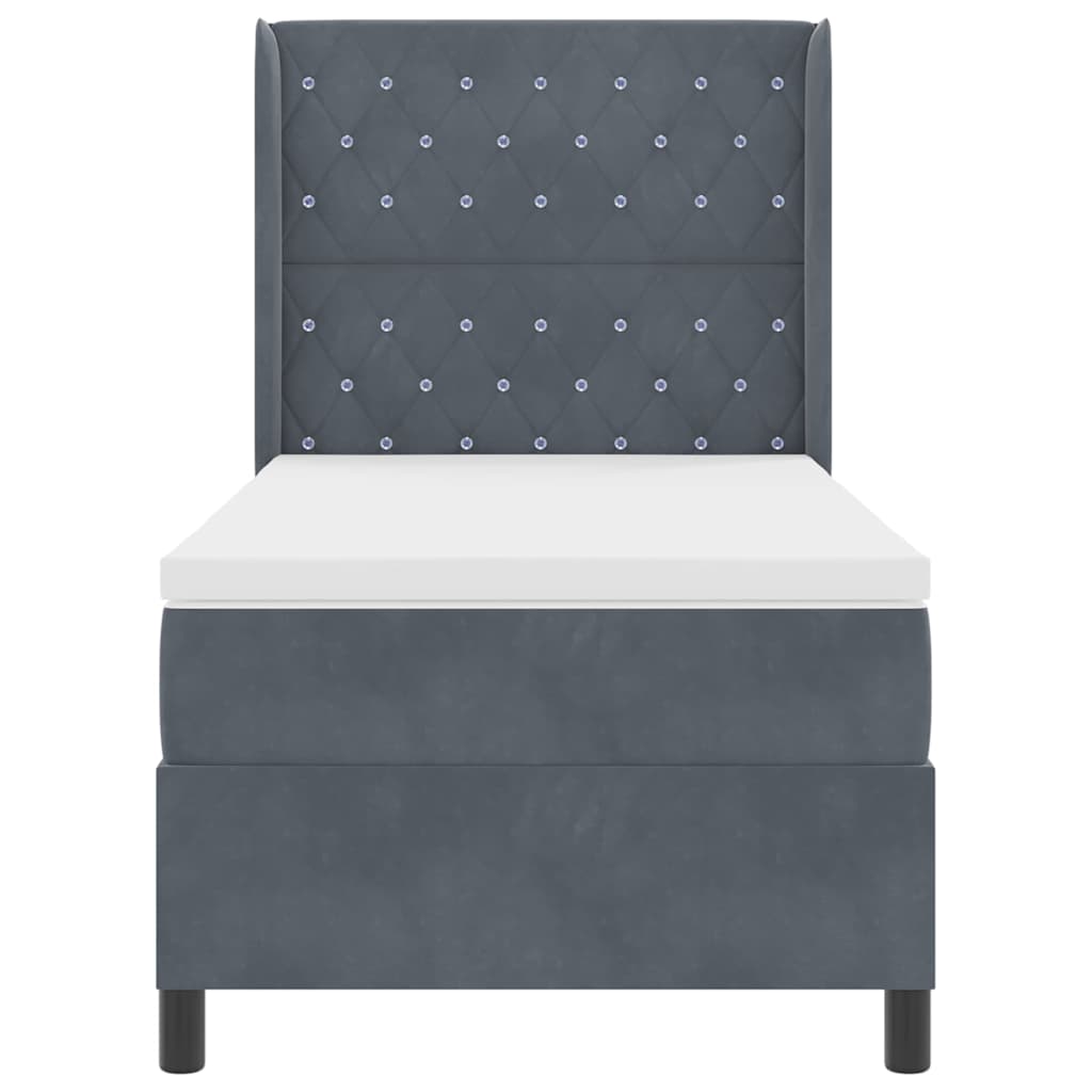 Letto a molle con materasso Grigio scuro 100 x 200 cm Velluto | homemem39