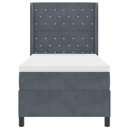 Letto a molle con materasso Grigio scuro 100 x 200 cm Velluto | homemem39