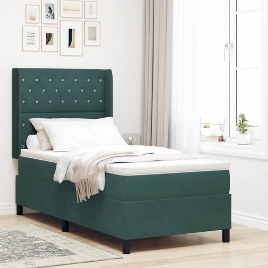 Letto con Box Springs LED e Materasso Verde Scuro 100 x 200 cm