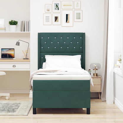 Letto con Box Springs LED e Materasso Verde Scuro 100 x 200 cm