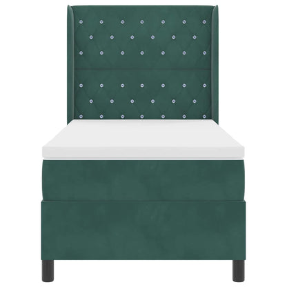 Letto con Box Springs LED e Materasso Verde Scuro 100 x 200 cm