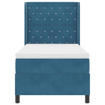 Letto con Box Springs LED e Materasso Blu 100 x 200 cm Velluto