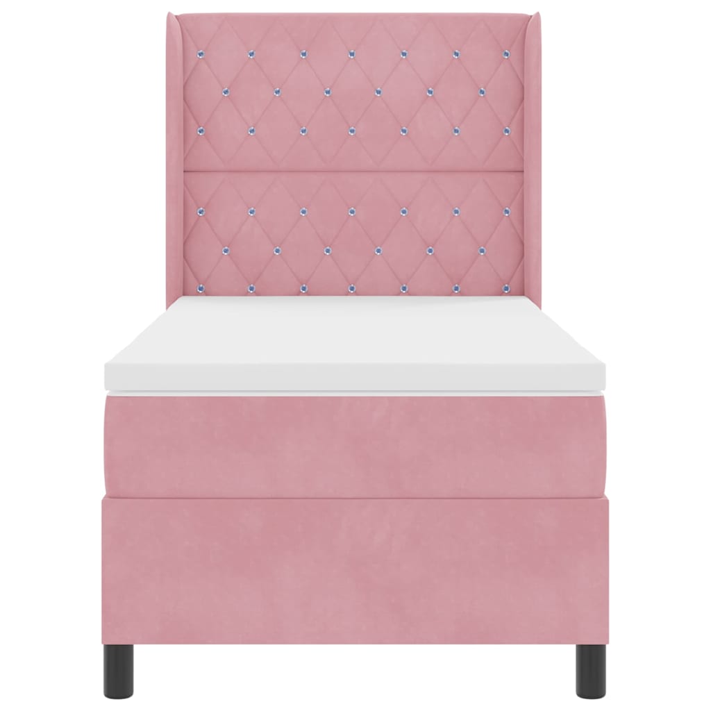 Letto a molle con materasso con led Rosa 100 x 200 cm Velluto | homemem39