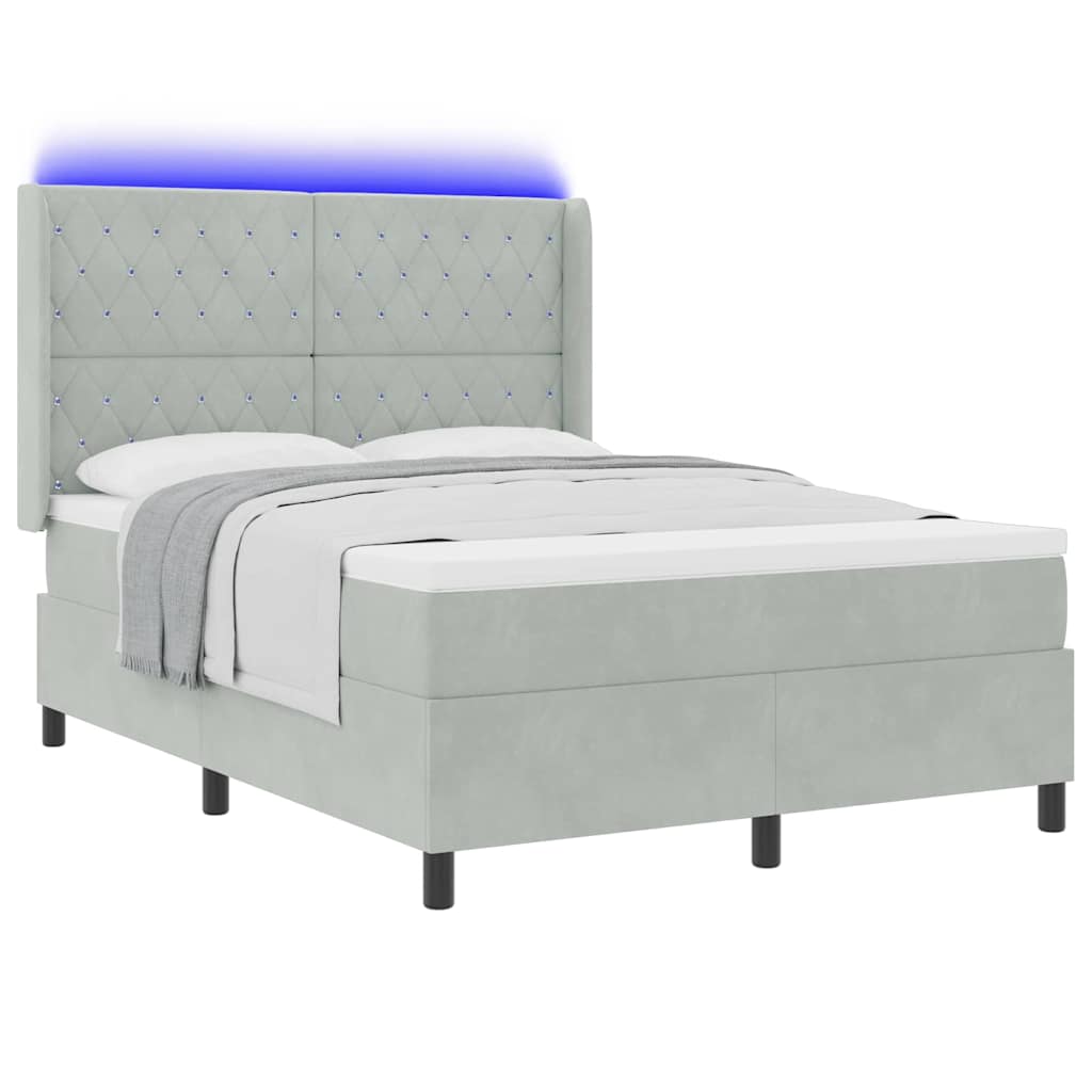 Letto con Box Springs LED e Materasso Argille Grigio chiaro - homemem39