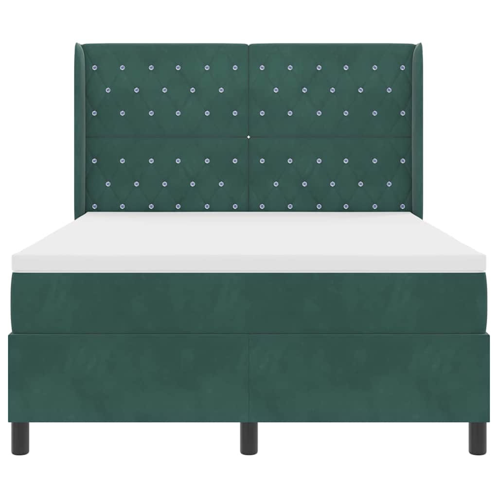 Letto a molle con strisce LED Verde 140 x 190 cm Velluto | homemem39