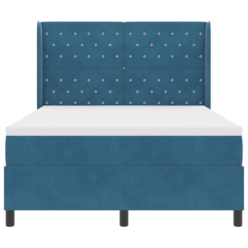 Letto a molle con strisce LED Blu 140 x 190 cm Velluto | homemem39